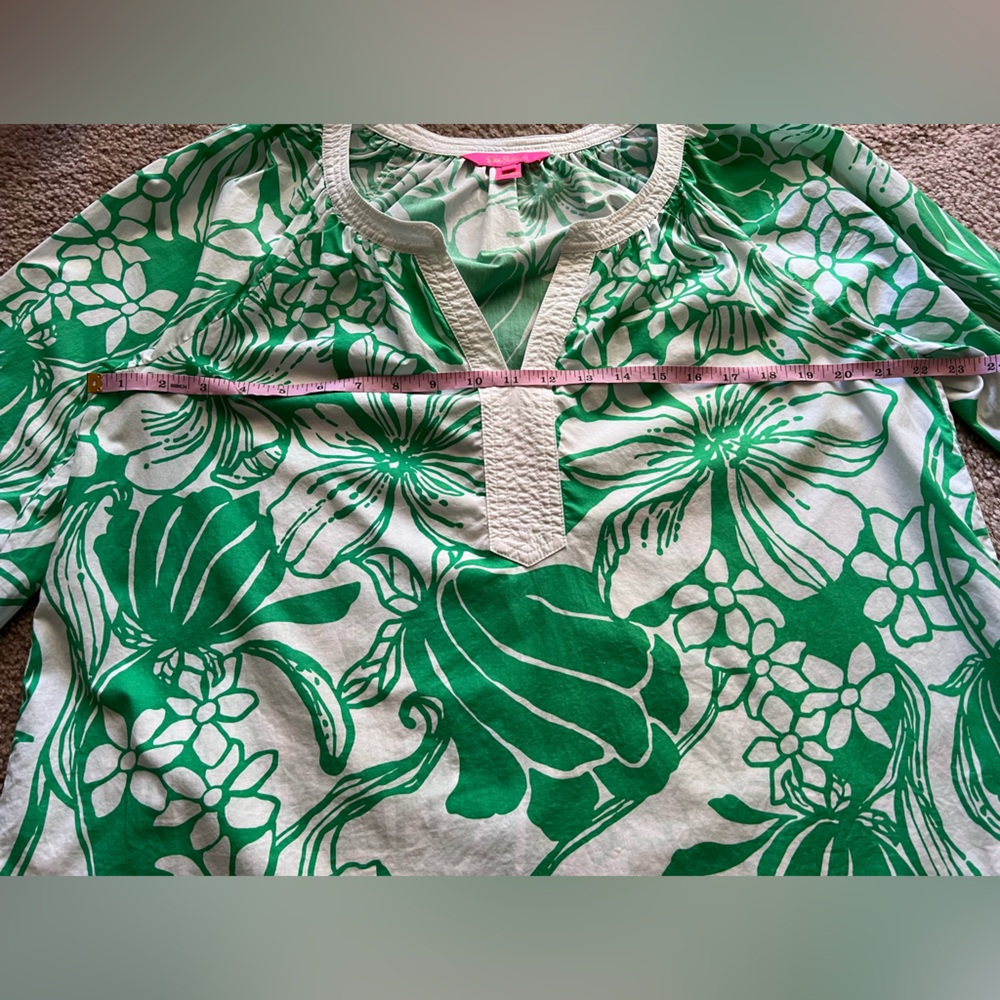 Lilly Pulitzer Sz XL Camryn Tunic in Spearmint Green Kiss My Tulips Top - Picture 10 of 14